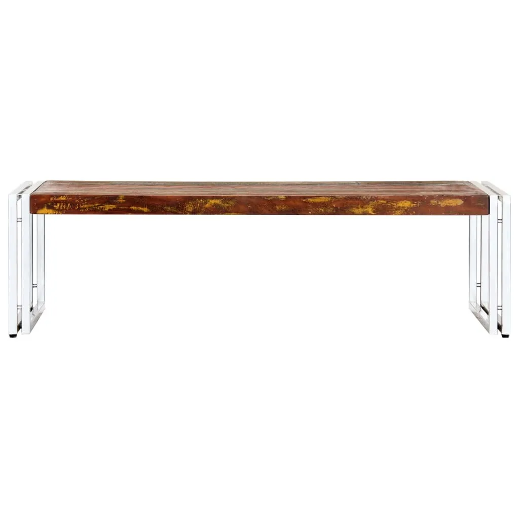 Tavolino Basso da Caffè 120x60x35cm Legno di Recupero e Metallo