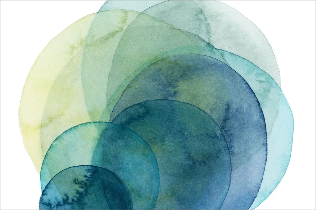 Fototapete originell - Vliestapete - Bildtapete UV-beständig Design blau Aquarell Abstrakt Wandtapete geruchsfrei