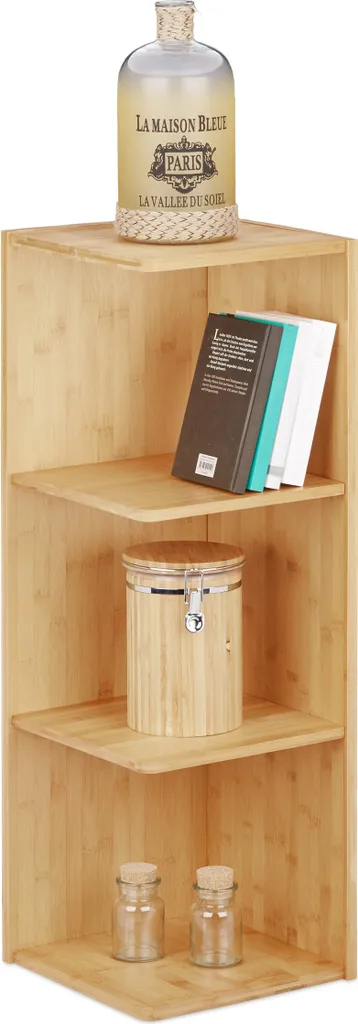 Étagère d'angle pour bureau en bambou, organiseur de documents et pots