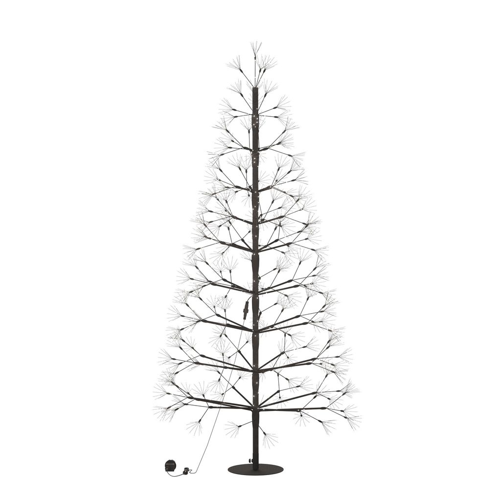 JOIEYOU 150cm Künstlicher Weihnachtsbaum Feuerwerksbaum-Stil Kunstpflanzen mit Kaltweiß LED Beleuchtung & Abnehmbarem Eisen-Stamm, Christbaum fü...