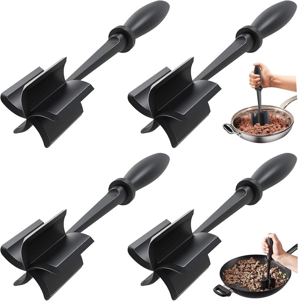 4-teiliger, multifunktionaler Fleischwolf für Hamburger, Fleisch- oder Fruchtpüree, schwarz, praktisches Küchenaccessoire
