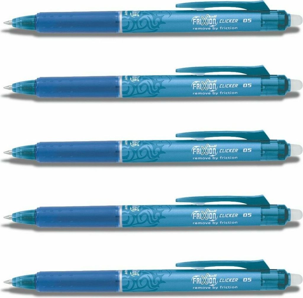 Pilot Frixion Clicker 0.5 Tintenroller hellblau 5er-Set