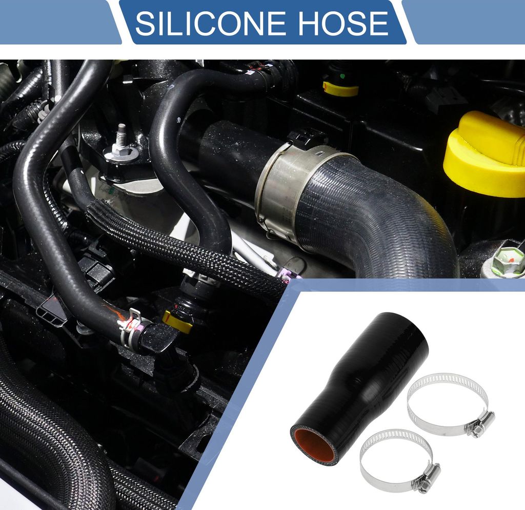 1 Satz 35-45mm / 1,38"-1,77" ID 127mm / 5,00" Länge 0 Grad Schwarz Rot Auto Silikonschlauch mit Schellen Kühlmittelschlauch Universal