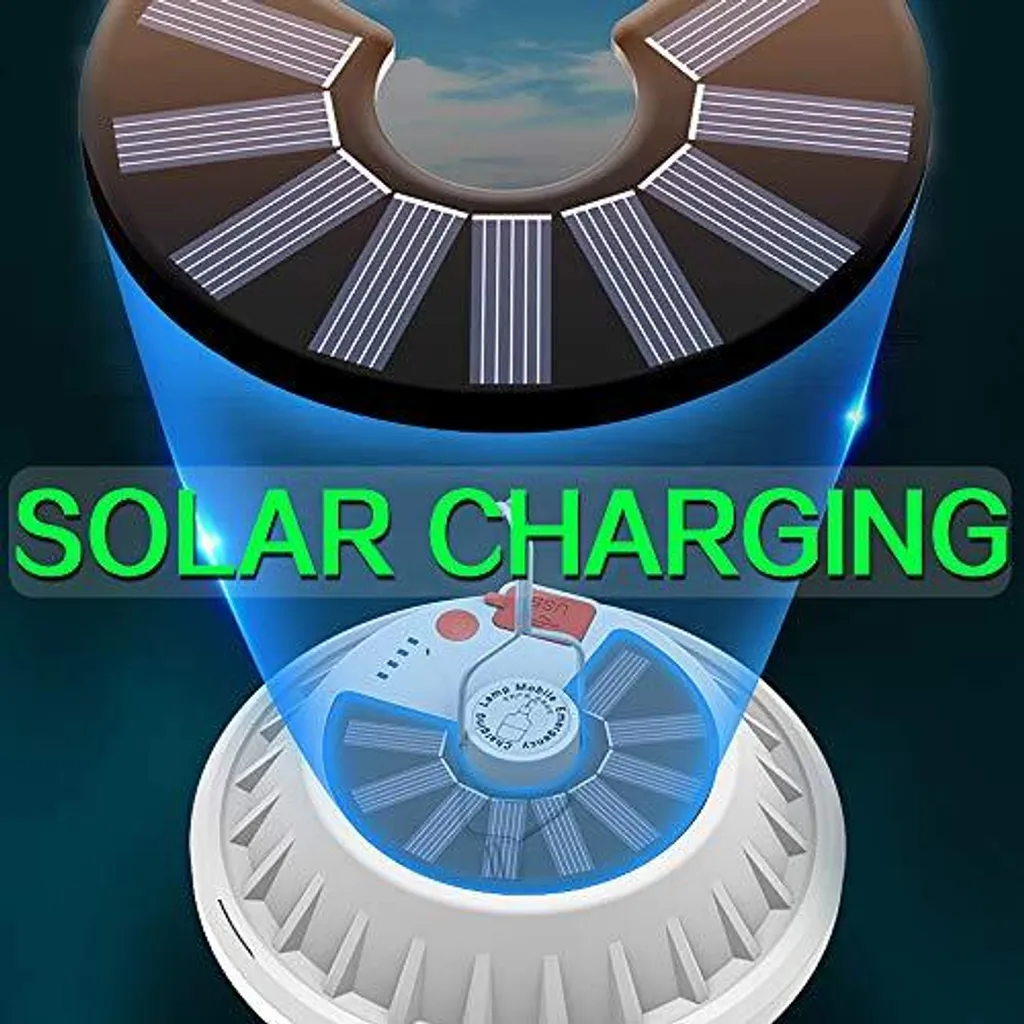Lanterna da Campeggio Solare LED Ricaricabile con Telecomando e USB - 5