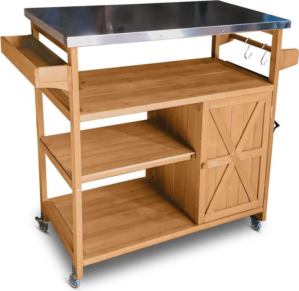 Coemo Servierwagen Grillstation James M Kücheninsel Holz, auf Rollen 118 x 47 x 92 cm