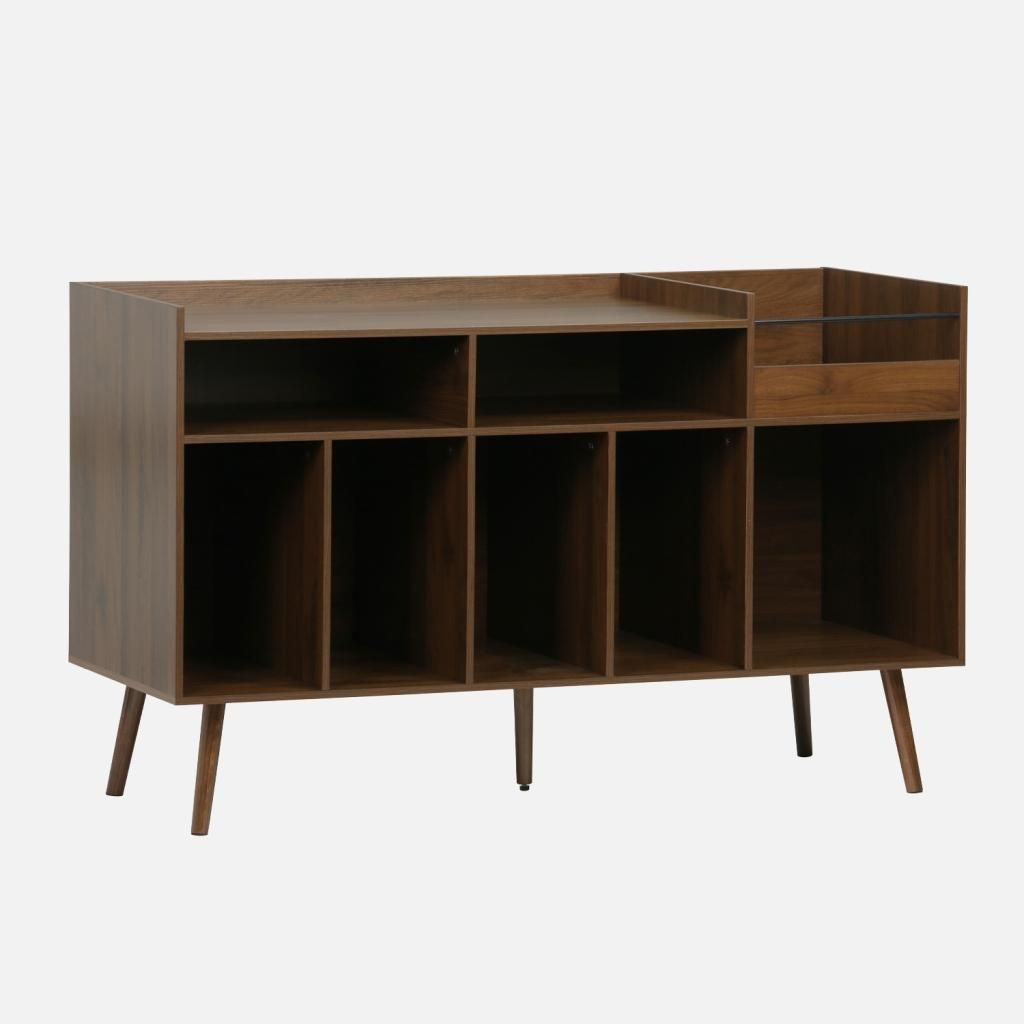 sweeek - XL Vintage Vinylmöbel Holzlook dunkles Holz 130cm Produktbild 