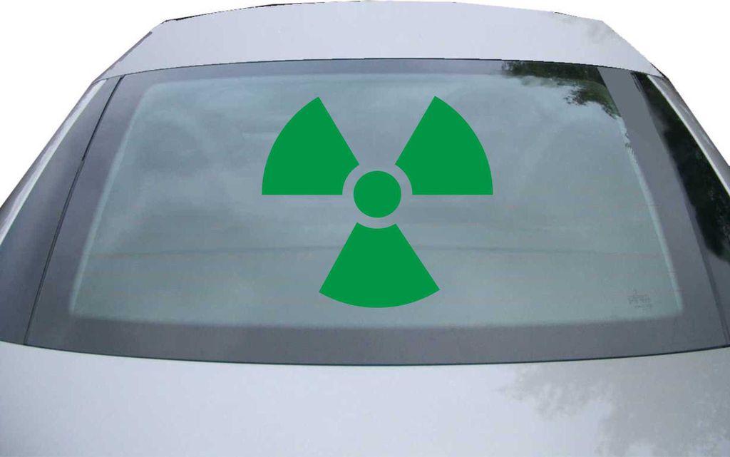 Indigos UG - Aufkleber Heckscheibe & Motorklappe DE2111 - grün - 600x550 mm - Radioaktiv - Auto Scheiben Fenster Heckklappe Tuning Racing JDM - Di...