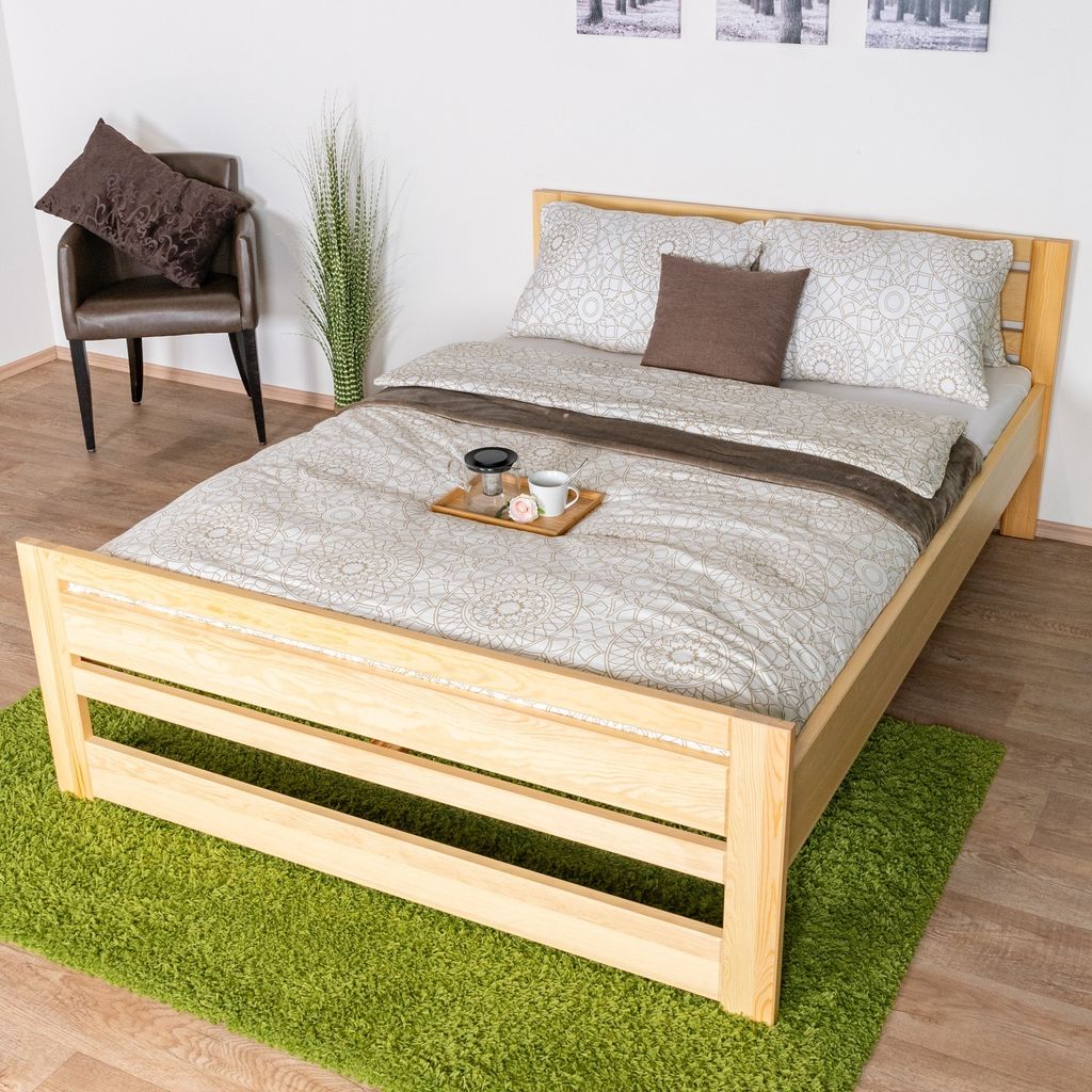 Kinderbett 140 x 200 cm | Massivholz: Kiefer | Natur Lackiert