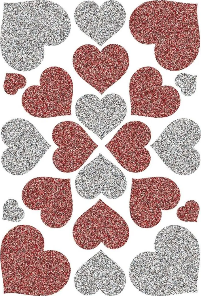Décoration facile : coeurs adhésifs HERMA MAGIC rouge argent brillant