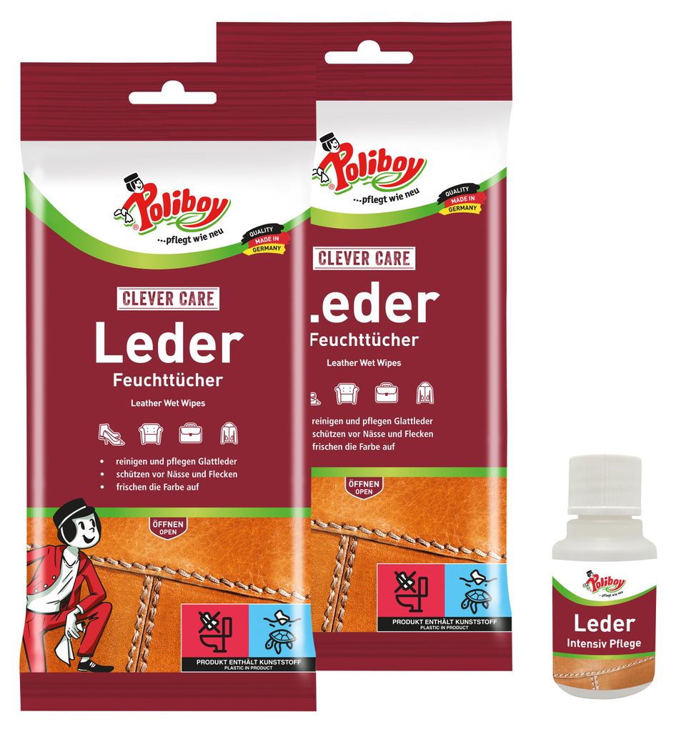 Poliboy Leder Putztücher- 2x20 Tücher - für Produktbild 