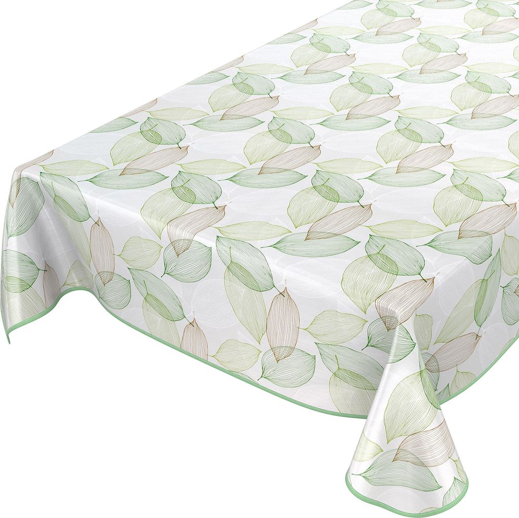 Tischdecke Wachstuch Blumen Grau Robust Wasserabweisend Breite 140 cm Länge 200 cm