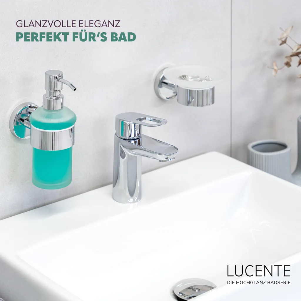 Dosatore Sapone Parete bremermann LUCENTE Vetro e Acciaio Cromato 200ml - 2
