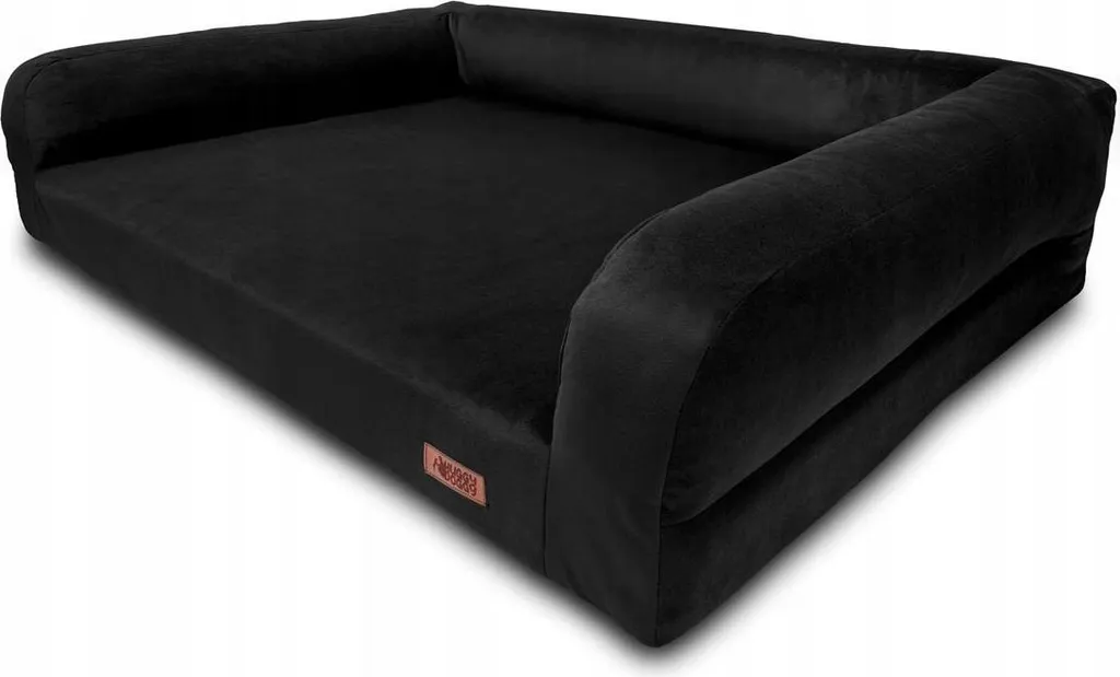 Lettino ortopedico per cani in velluto Yorkshire nero HUGGY DOGGY S