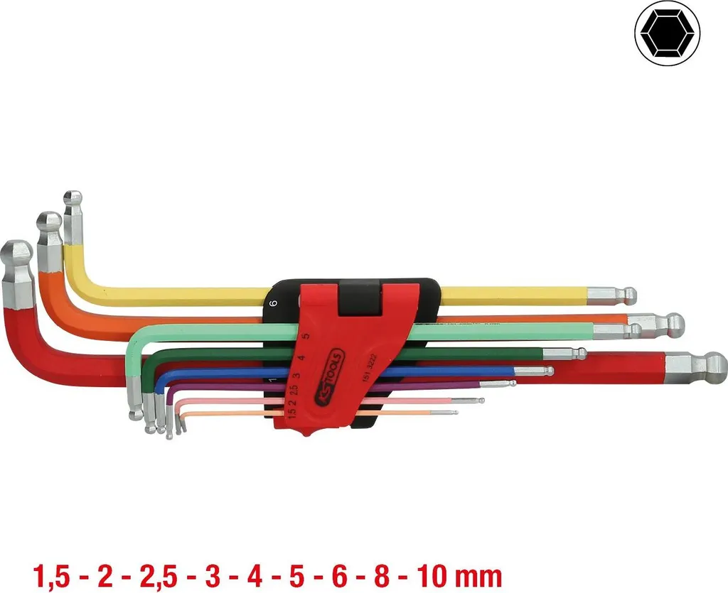 Clés mâles coudées pour accès difficiles KS TOOLS 151.3222 - Set de 9 clés - 5