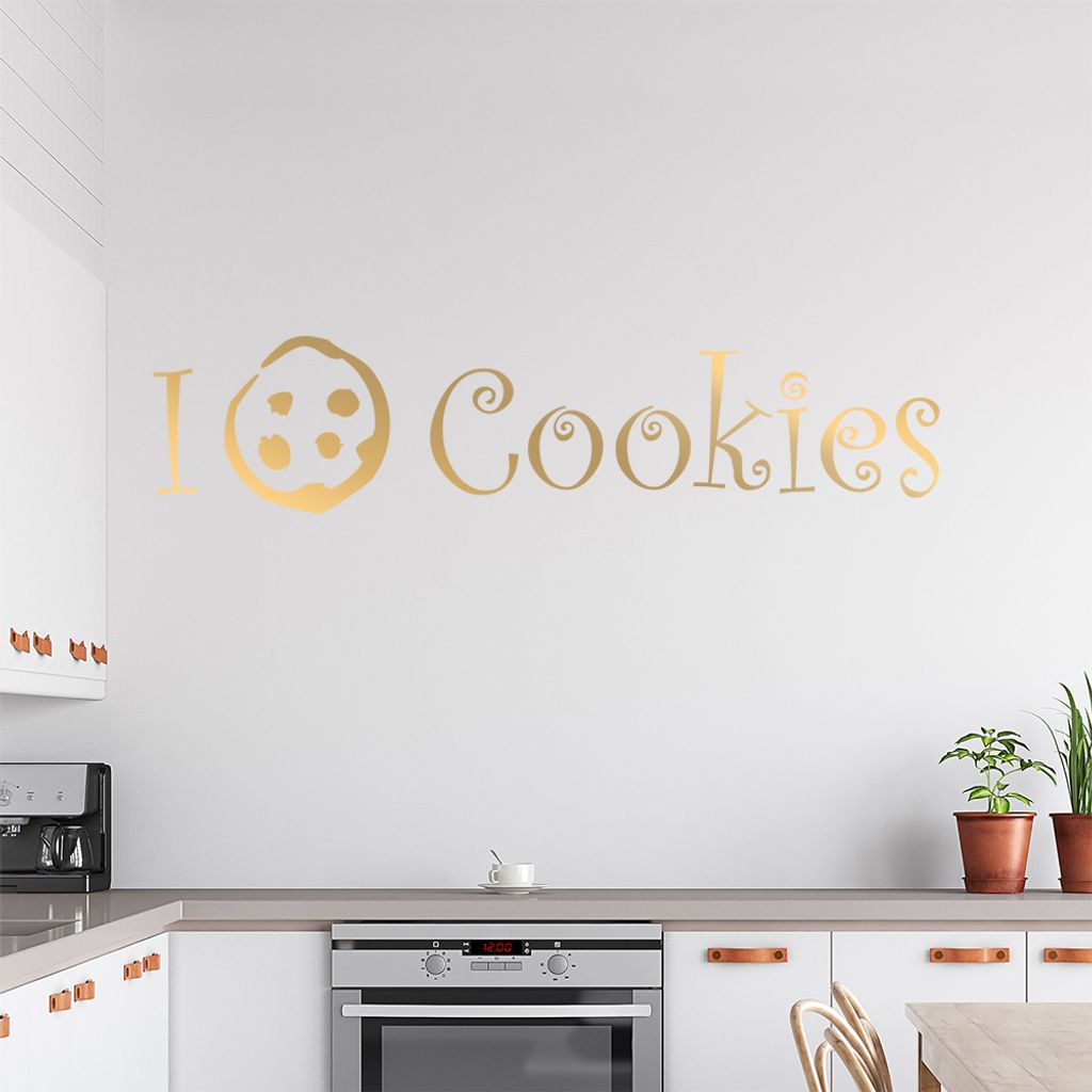 I love Cookies Wandtattoo in 6 Größen - Wandaufkleber Wall Sticker - Dekoration, Küche, Wohnzimmer, Schlafzimmer, Badezimmer