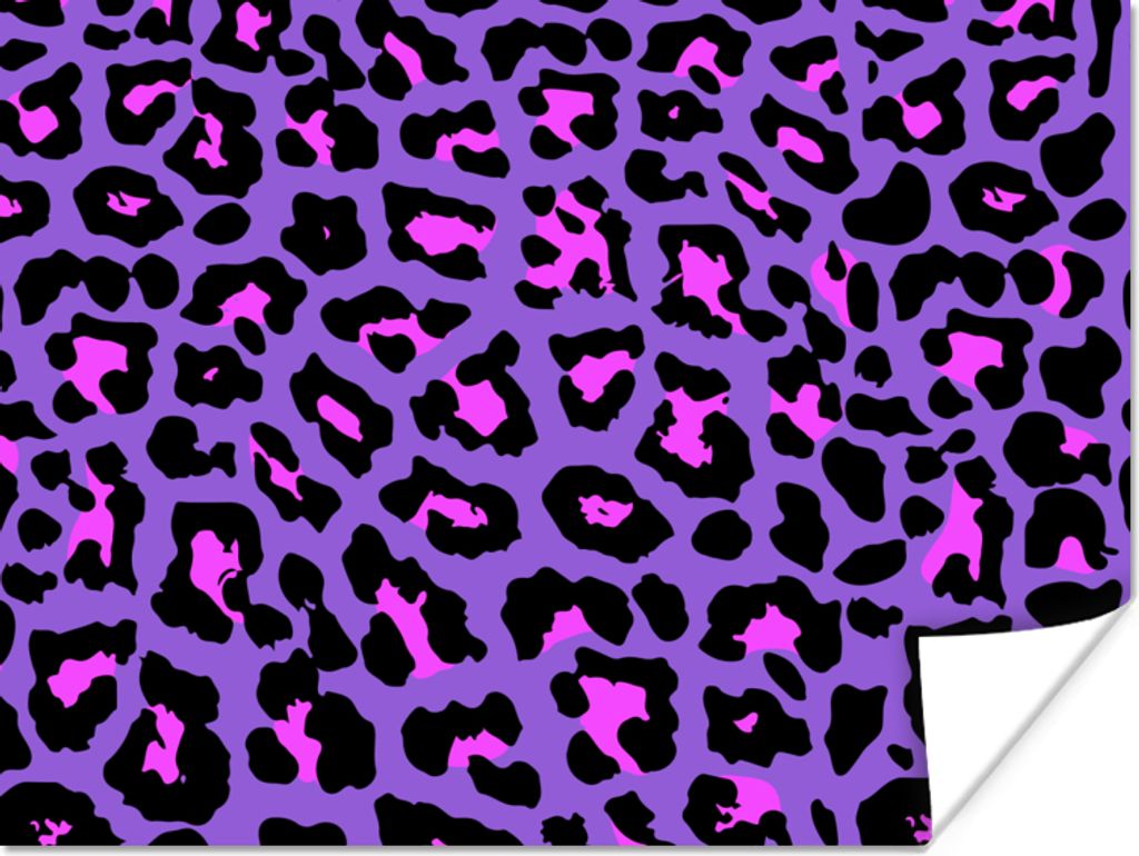 MuchoWow Poster Pantherdruck - Lila - Rosa - Neon 120x90 cm - Wandbild