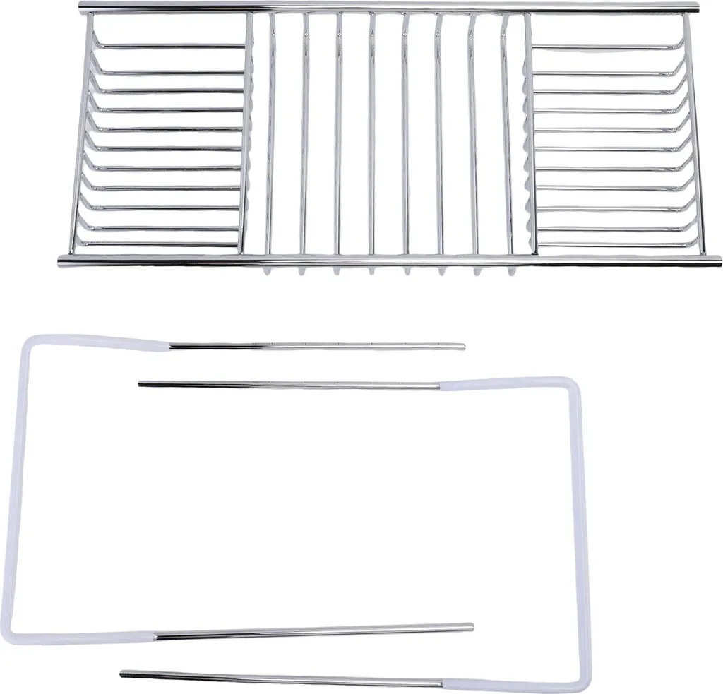 Plateau de bain en acier inoxydable argenté, caddy de douche extensible