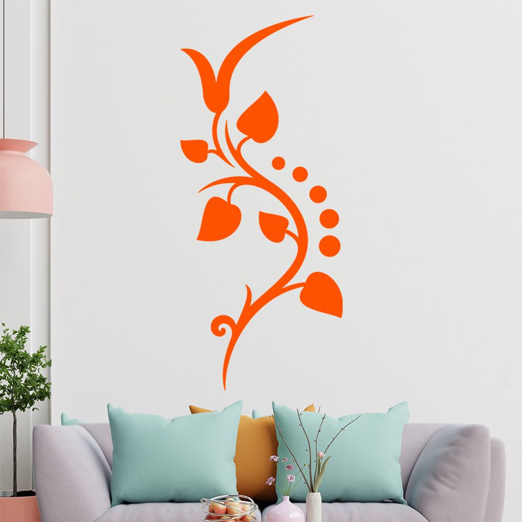 Blätter -Linien Punkte Wandtattoo in 6 Größen - Wandaufkleber Wall Sticker - Dekoration, Küche, Wohnzimmer, Schlafzimmer, Badezimmer