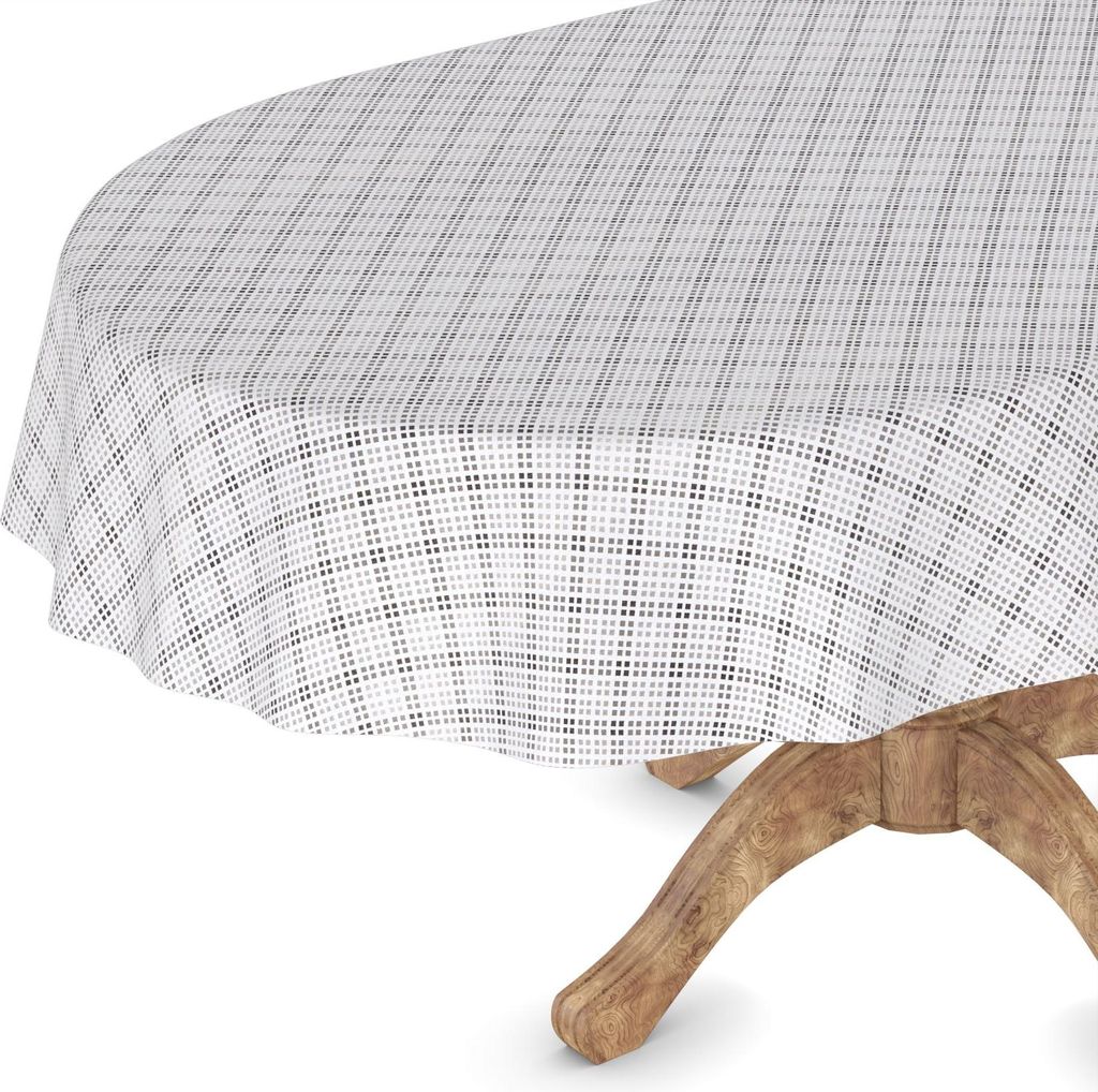 Tischdecke Wachstuchtischdecke Gartentischdecke Wachstischdecke Karriert Grau Wasserabweisend Oval Breite 140 cm Länge 280 cm mit Schnittkante
