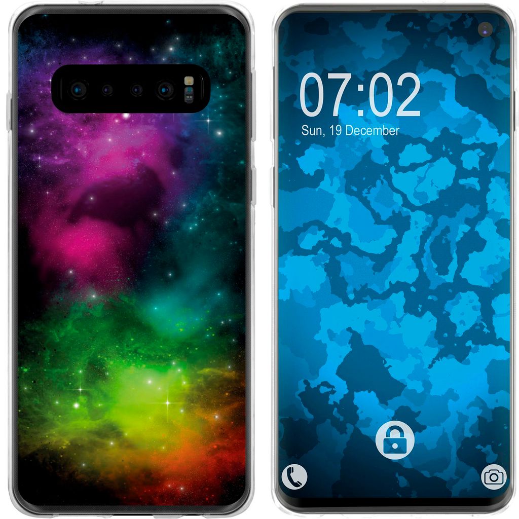 PhoneNatic Case kompatibel mit Samsung Galaxy S10 Silikon-Hülle Space Starfield M7