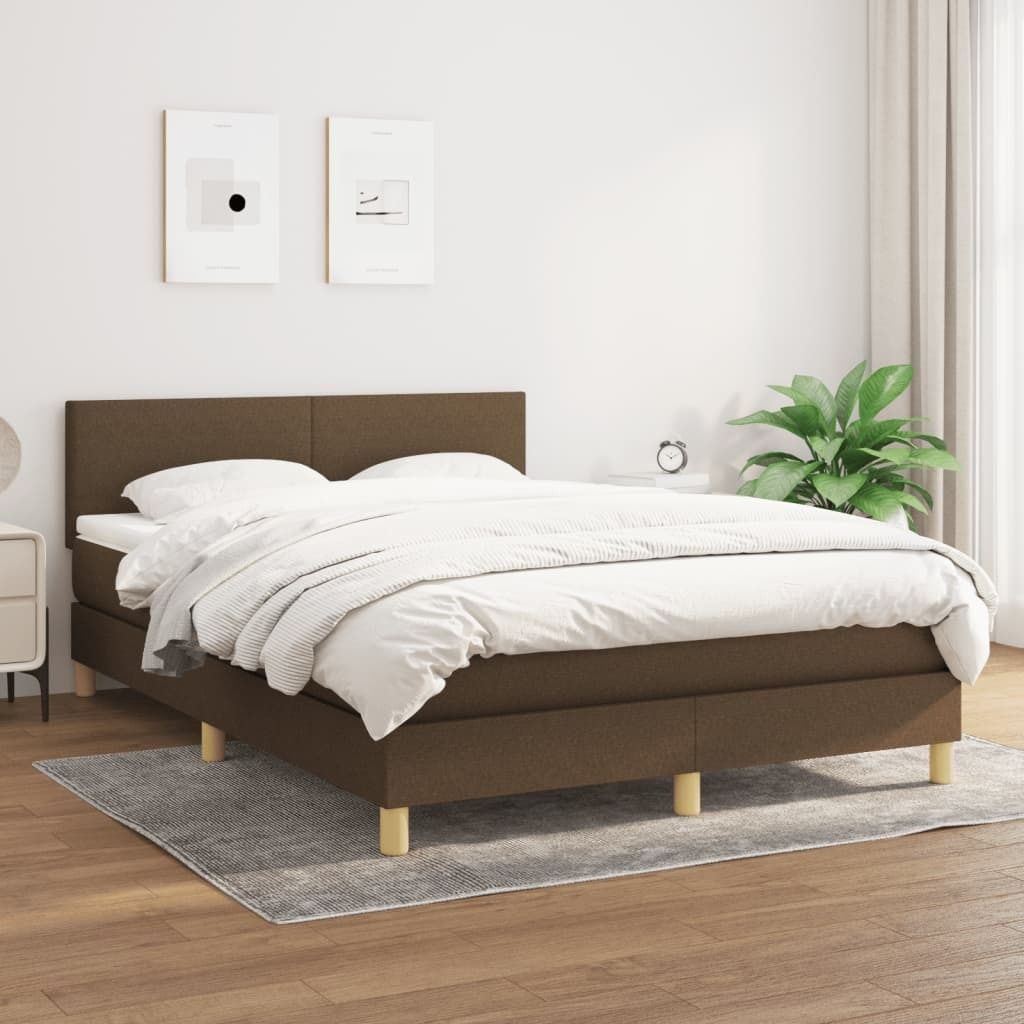 Maison Exclusive - Boxspringbett mit Matratze Dunkelbraun 140x200 cm Stoff