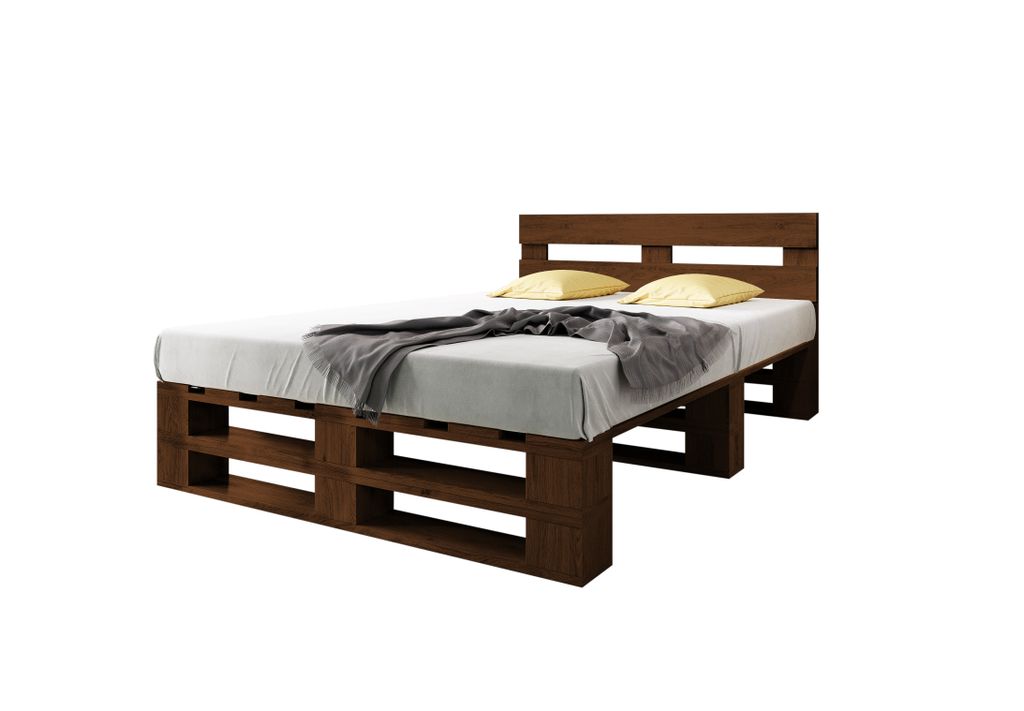Lermowood Palettenbett M2 180 x 200 cm mit Kopfteil Produktbild 