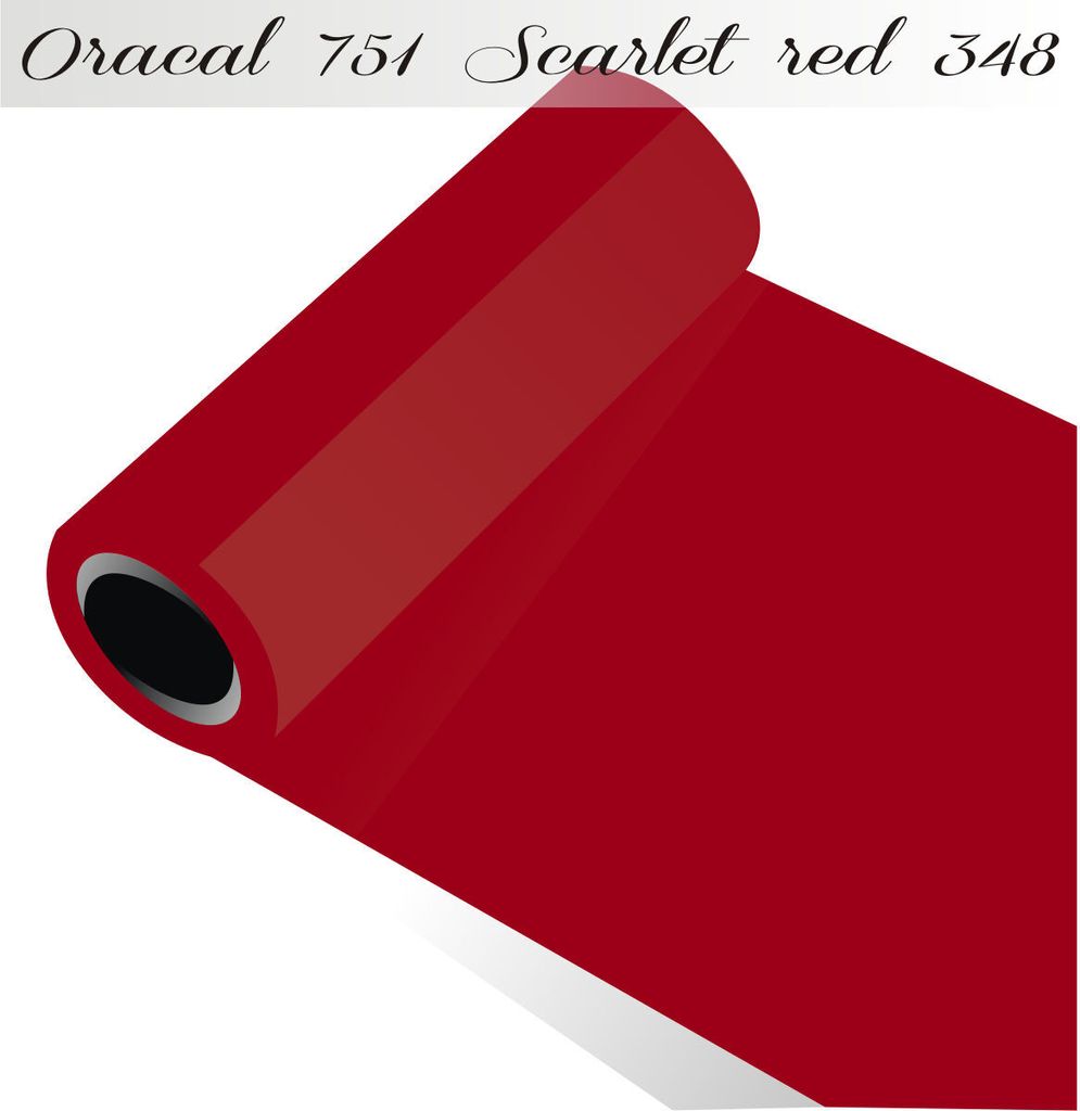 Oracal 751 - Orafol Folie 5m (Laufmeter) freie Farbwahl 118 glänzende Farben - glanz in 4 Größen, 63 cm Folienhöhe scarlet red - 348