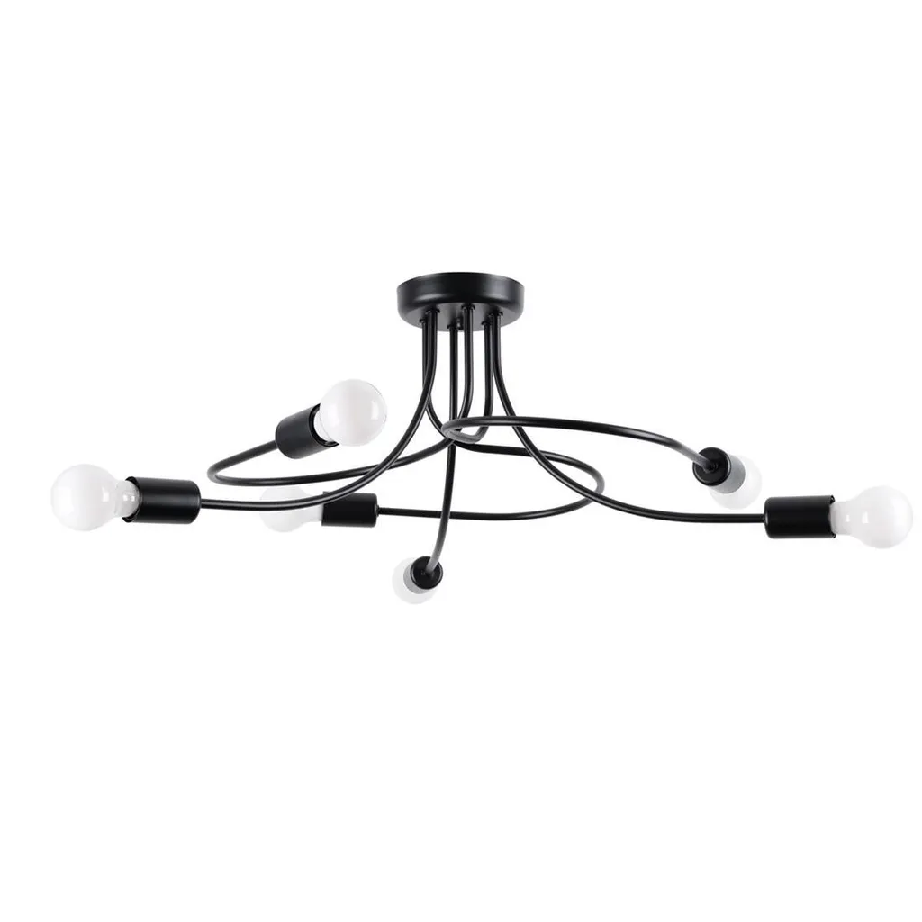 Lustre salon moderne noir 6 lampes pour éclairer une grande pièce