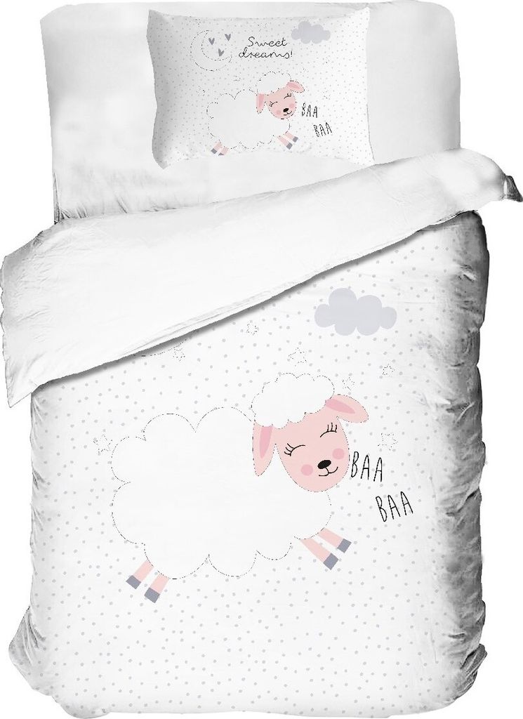 Baby Bettwäsche Set - Zwergen Edition - Schäfchen - 100x135 40x60 - 100% Baumwolle