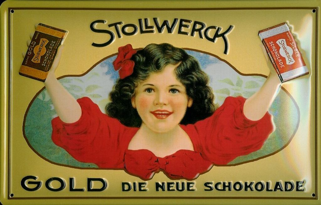 Blechschild Stollwerck Gold Schokolade Retro Schild Nostalgieschild