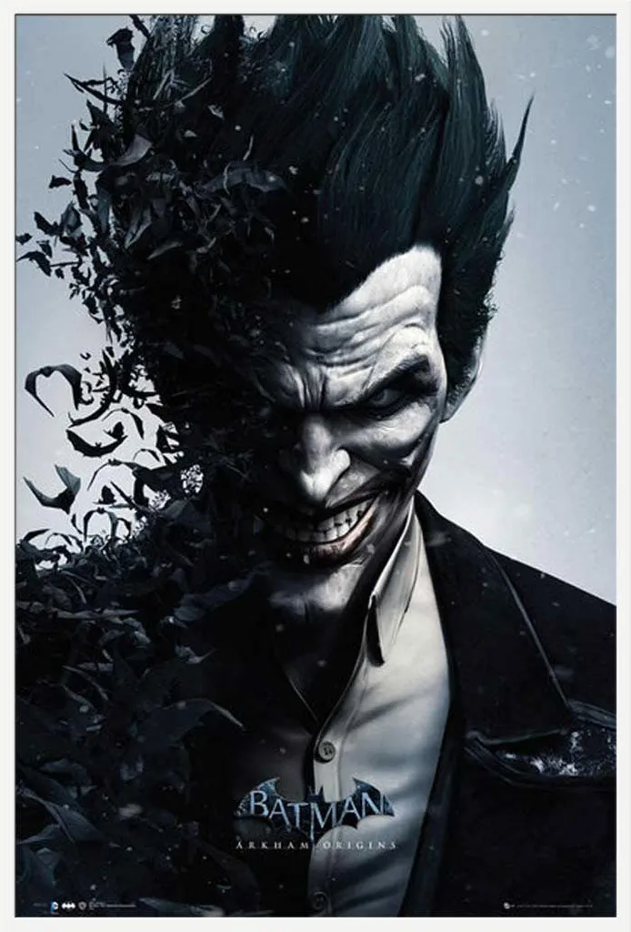 Poster Batman Joker Arkham Origins avec Cadre Blanc Shinsuke de Qualité