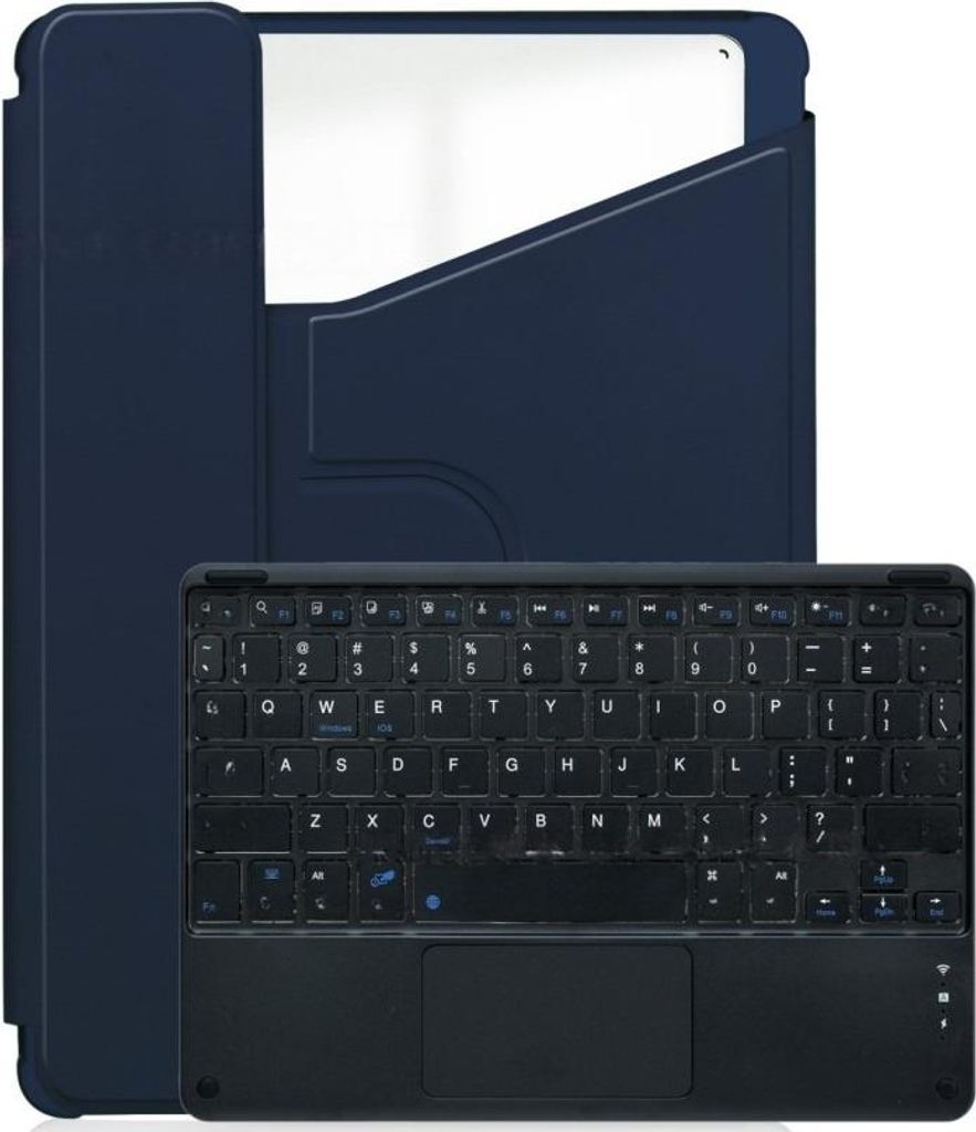 INF 360° Drehbarer Ständer Bluetooth Tastatur Hülle für iPad Air 13 (2024) - Dunkelblaues Kunstleder