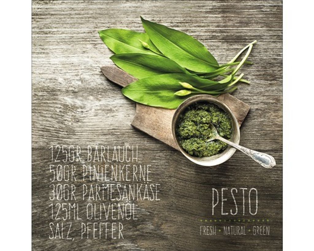 Glasbild Bärlauch Pesto 50x50 cm