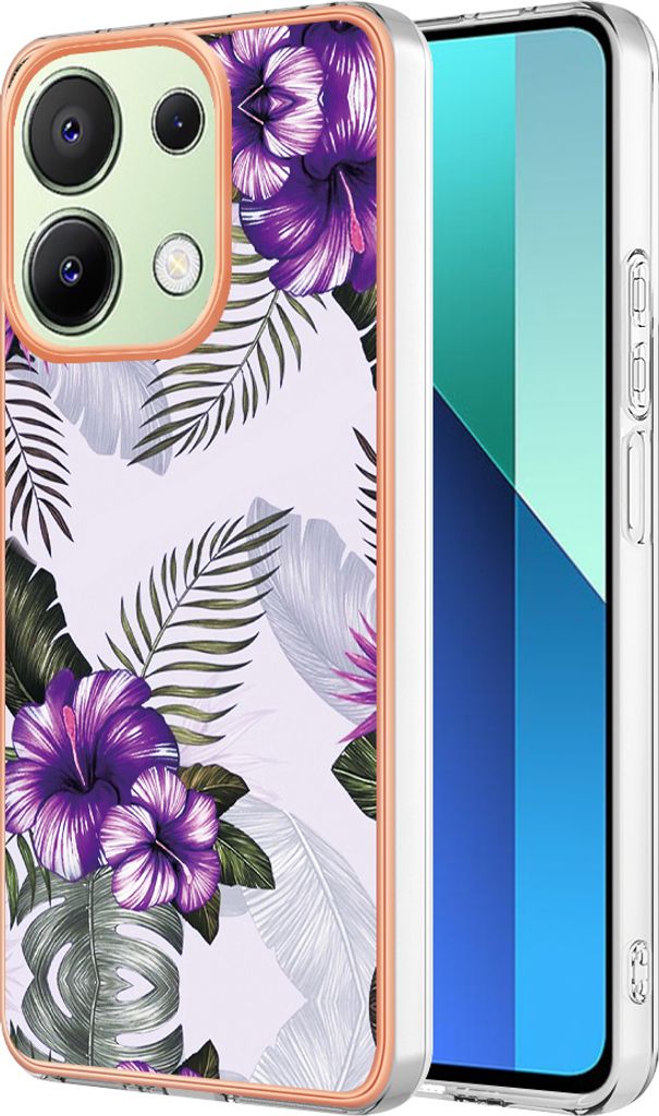 Hülle für Xiaomi Redmi Note 13 4G Muster TPU Silikon Stoßdämpfer Bumper Schutzhülle Lila