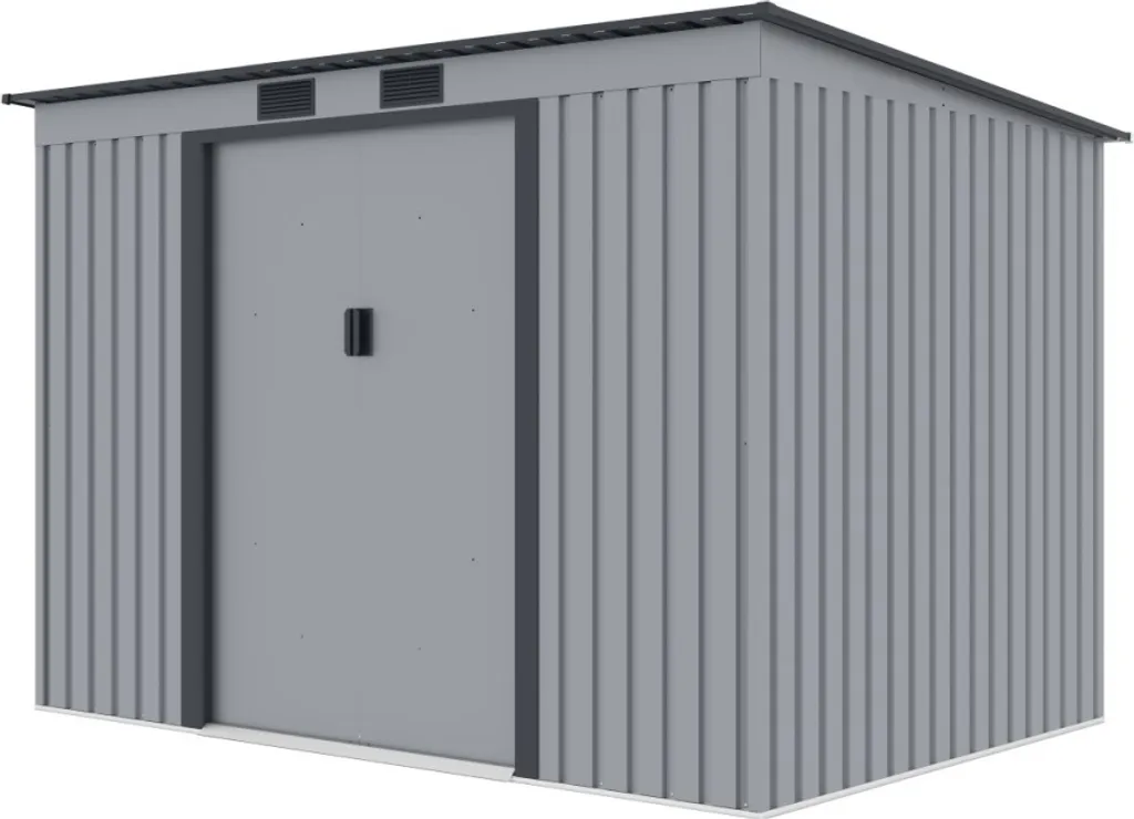 Cabanon de jardin métallique PRESCOT gris clair, 4,72m², 261x181cm