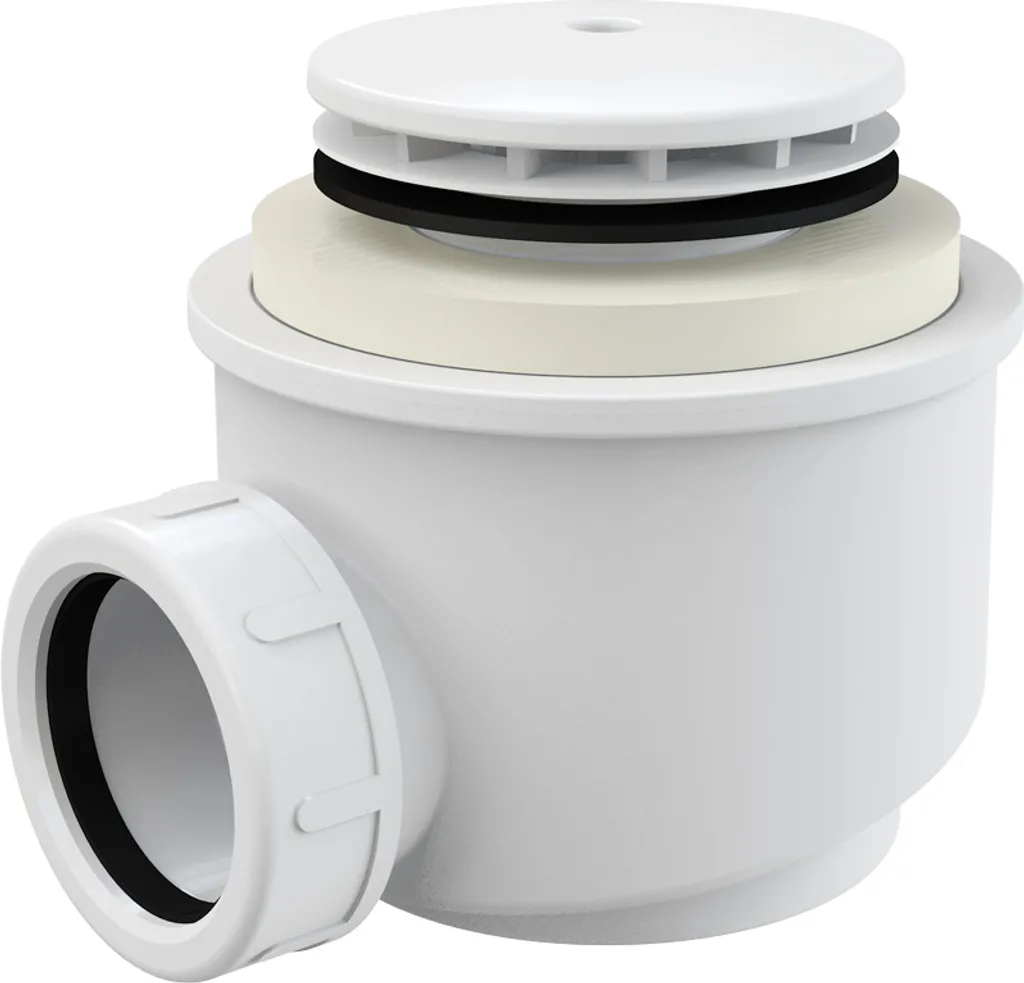Siphon de douche Alcadrain A47B-50 Ø 50 mm avec capot blanc brillant
