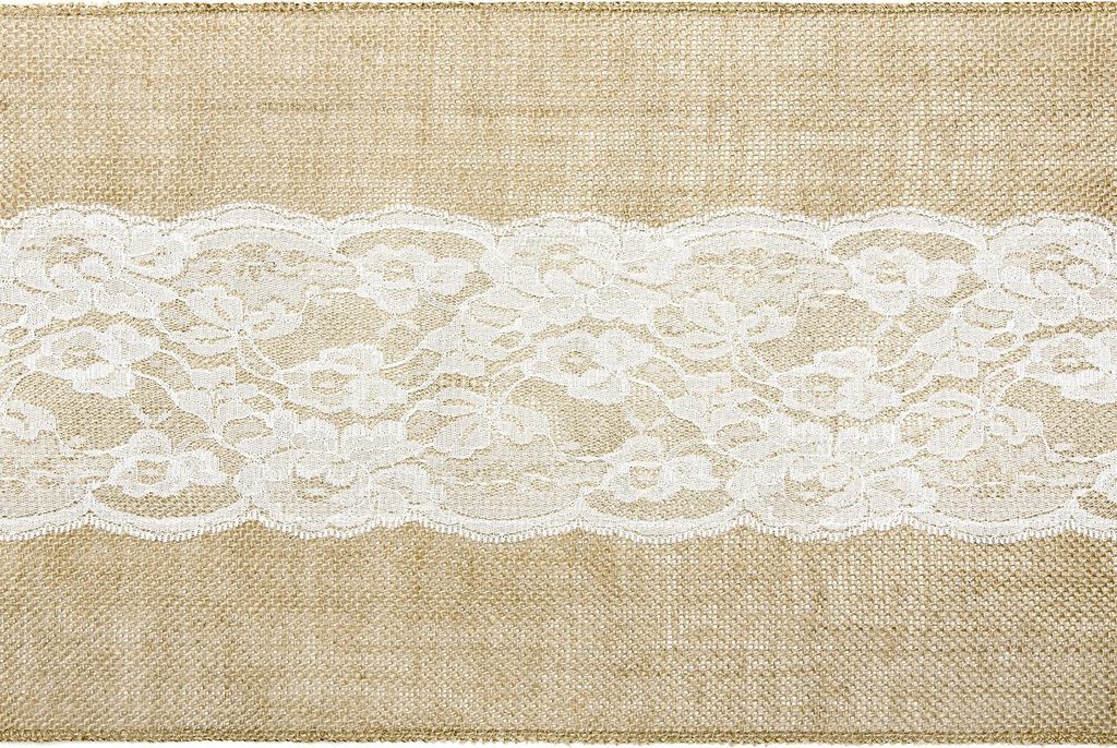 Jute Tischläufer Spitze Mitte 28 cm x 2,75 m - Produktbild 