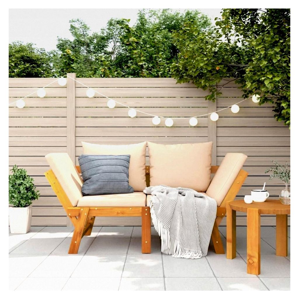 Gartensofa mit Liegefunktion aus Holz, 2-Sitzer, Liegebank für den Außenbereich
