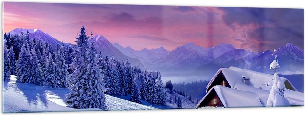 Bilder auf glas - Winter Landschaft Frost Schnee - 160x50cm - Glasbilder - Wandbilder - Kunstdruck - zum Aufhängen bereit - Wanddekoration aus Gla...