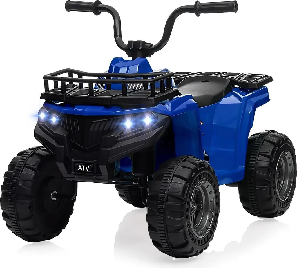 Véhicule électrique tout-terrain bleu 12V avec musique et 4 roues