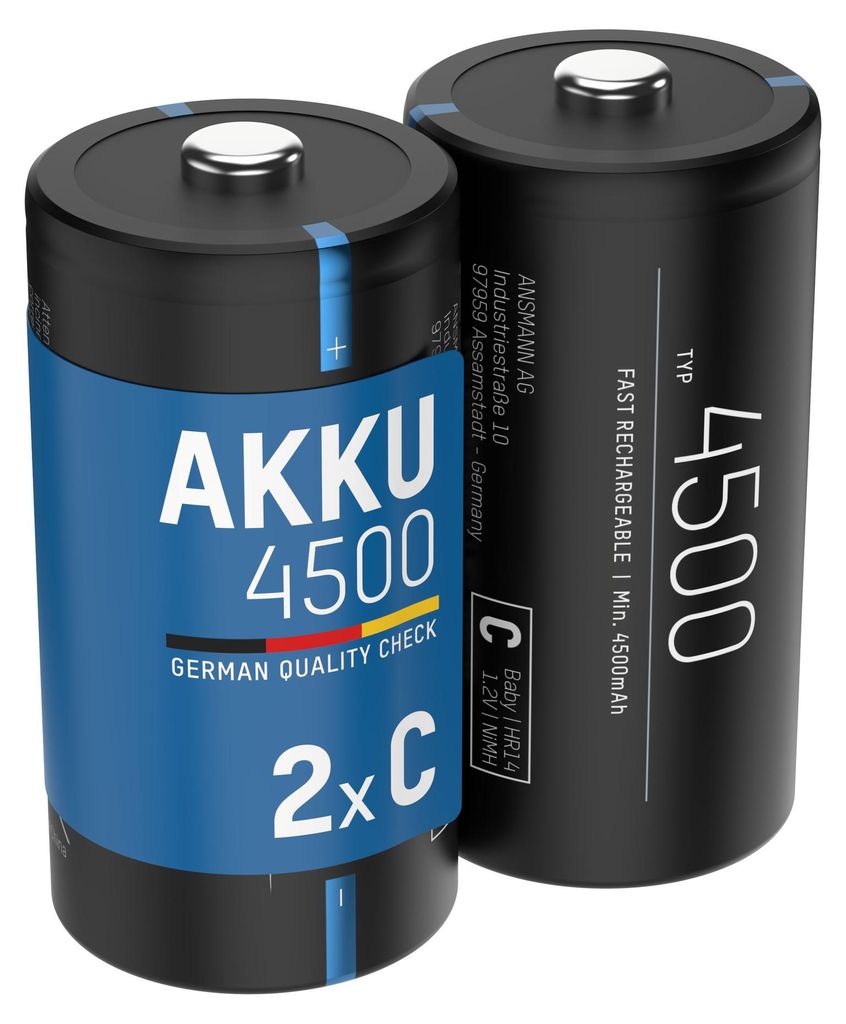 ANSMANN Akku Baby C, 4500 mAh 1,2V, 2 Stück, geringe Produktbild 