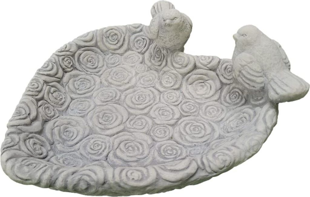 Vogeltränke Herz aus Steinguss für den Garten, Frostfest Neu und Wtterungsbeständig, 14cm Höhe, 36cm Breite, 34cm Tiefe, ca 6kg, PO-1913