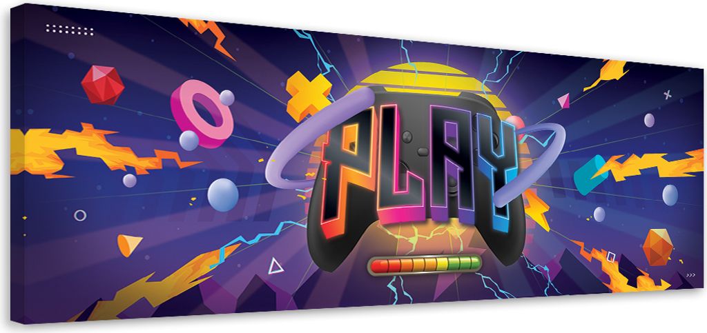 Leinwandbild Spielsymbole Neon 90x30 Feeby Bunt bild für die wand bereit zum aufhängen