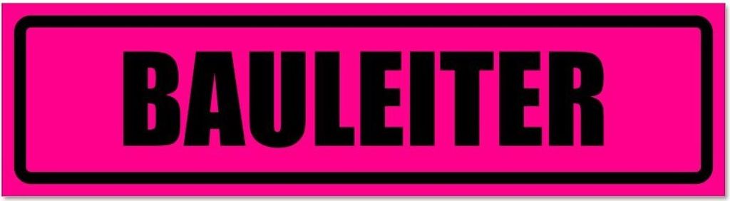 Kiwistar - Autoaufkleber - Pink - Schwarz - 30 x 8 cm - Bauleiter invertiert - Hinweis Aufkleber Sticker für Auto, Kfz, Fahrrad, PKW, LKW