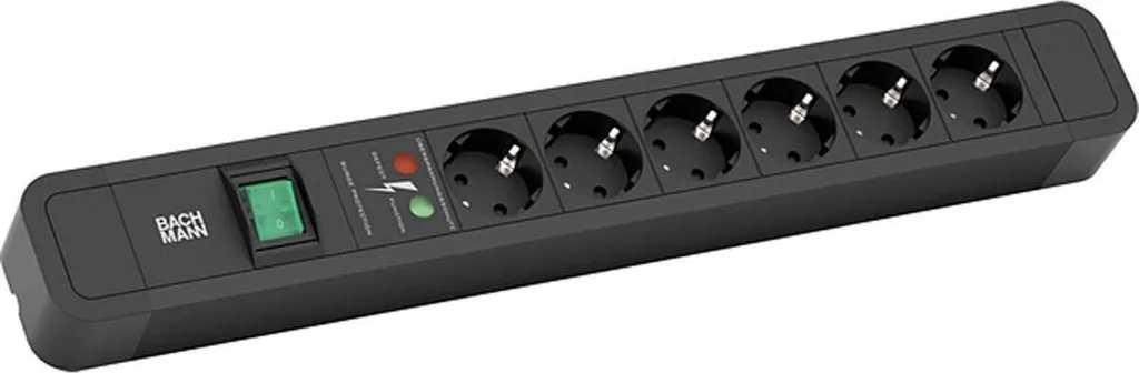 Bloc multiprise BACHMANN PRIMO 2 - 6 prises CEE7/3 avec parafoudre SPD 2m