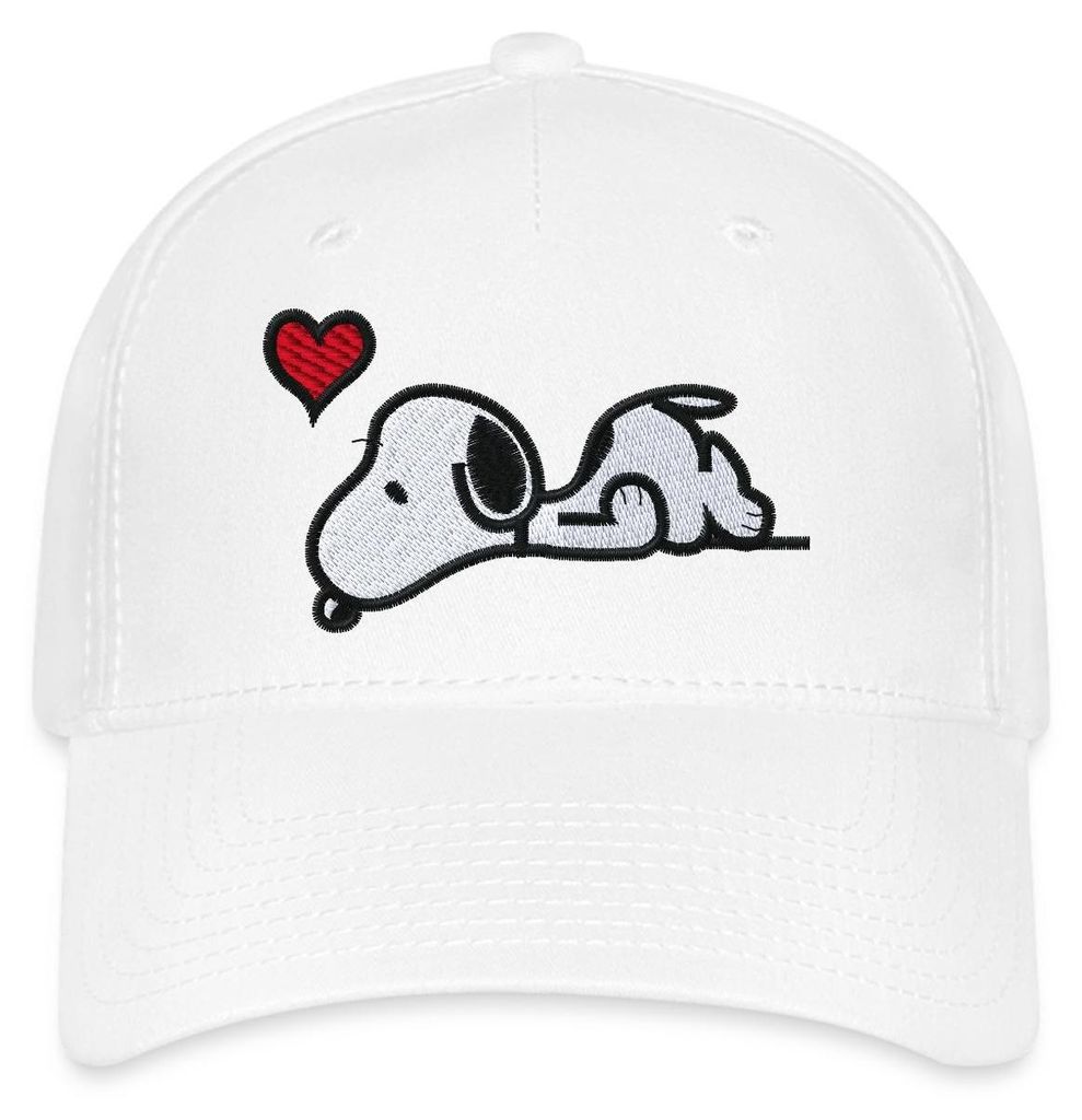 Spreadshirt Peanuts Snoopy Liebe Herz Love Stick Geschenkidee Flexfit Cap, S/M (Caps), Weiß