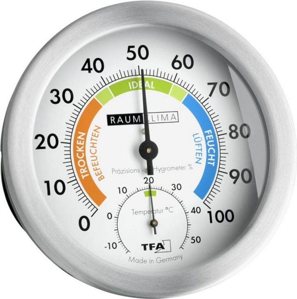TFA - Analoges Thermo-Hygrometer mit Metallring 45.2028 - silber