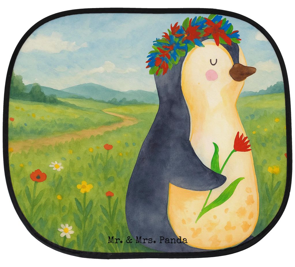 Mr. & Mrs. Panda Sonnenschutz Auto Pinguin Blumen Design - Weiß - Geschenk, Pinguine, Autoscheiben, Autoscheibe, kfz hitzeschutz, autofenster, Wun...