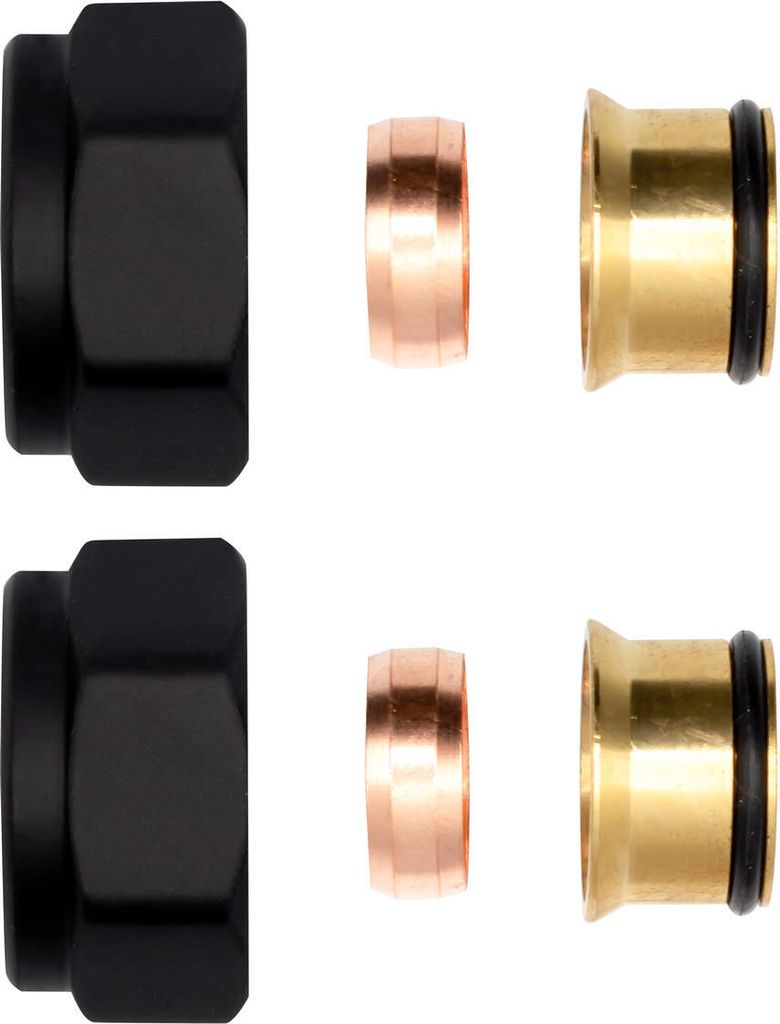 2 x Klemmringverschraubung Messing Schwarz 3/4" für Kupferrohre Eurokonus 15mm