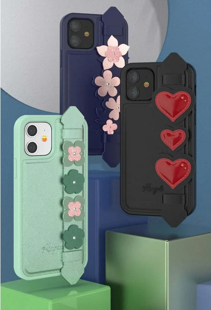 Coque iPhone 12 Mini idéale pour appels vidéo avec support et bijoux